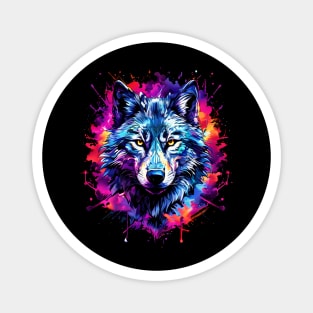 Wolf Face - Graphic design, Vibrant Colors, Colorful Art, Wolf Gift for Women, Men, Kids, Nature Lover, Wildlife, Animal, Howling, Moon, Best Gift for Wolf Lover, Magnet